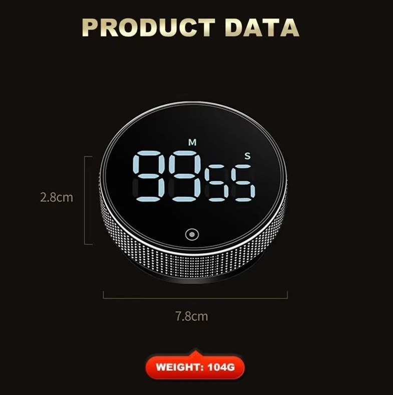 Magnetic Digital Kitchen Timer Rotary Countdown Mechanical Style Stopwatch