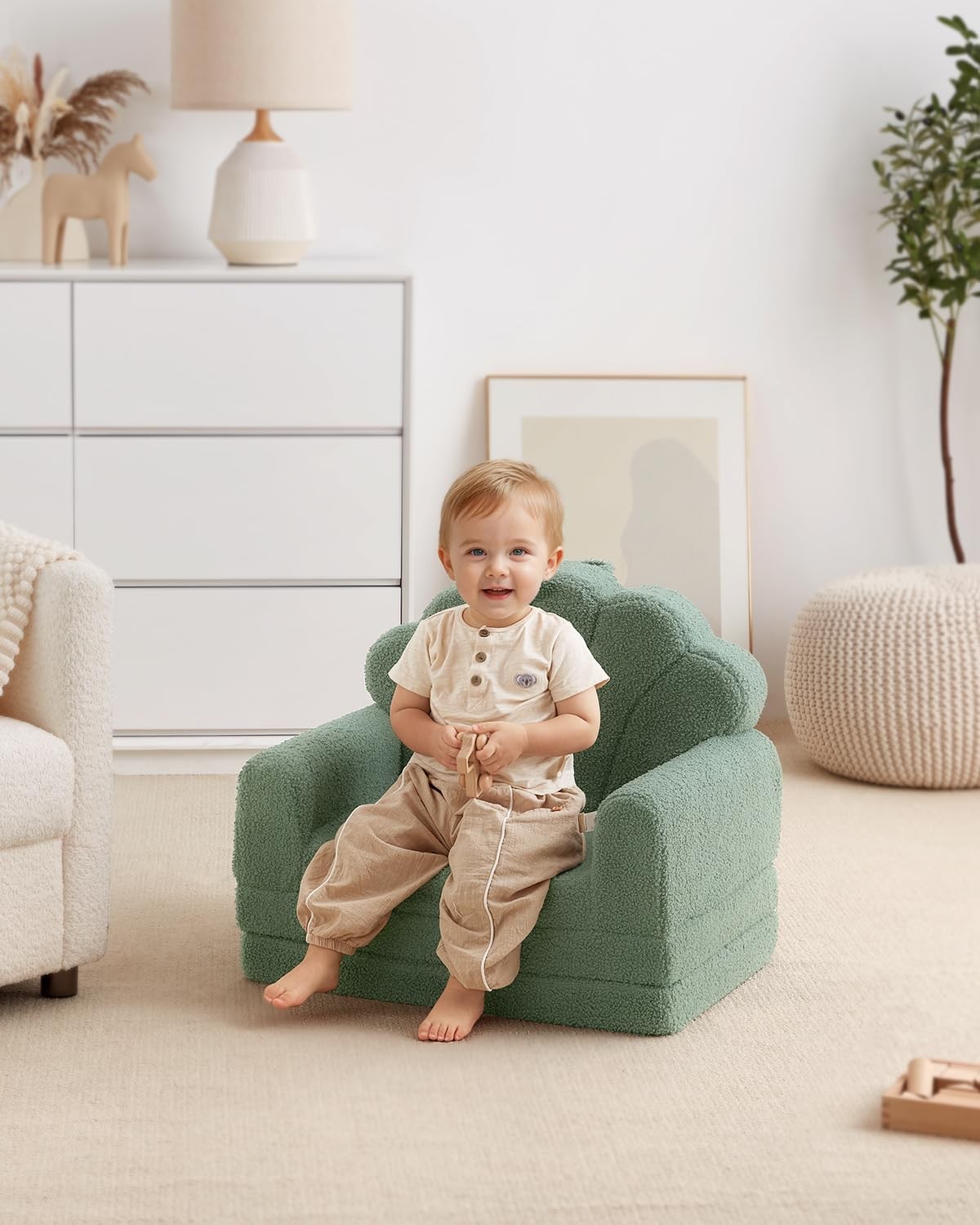 Kids Couch, 2-in-1 Soft Toddler Couch Fold Out, Toddler Chair Comfy, Converti...