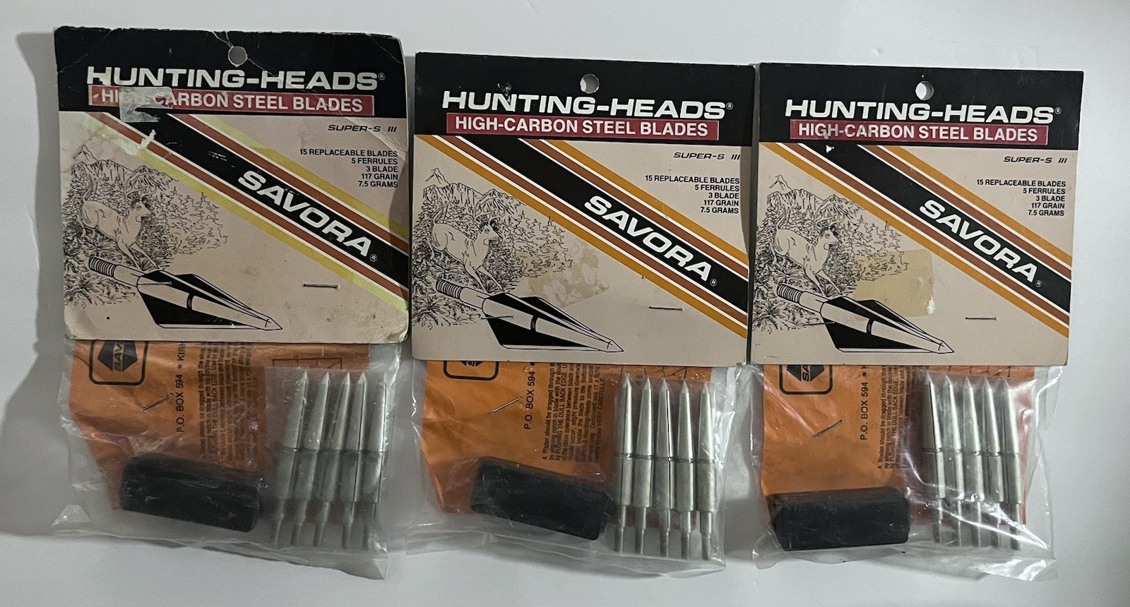 Savora Super-S III Hunting Heads High Carbon Steel Blades New 3 Packs Archery
