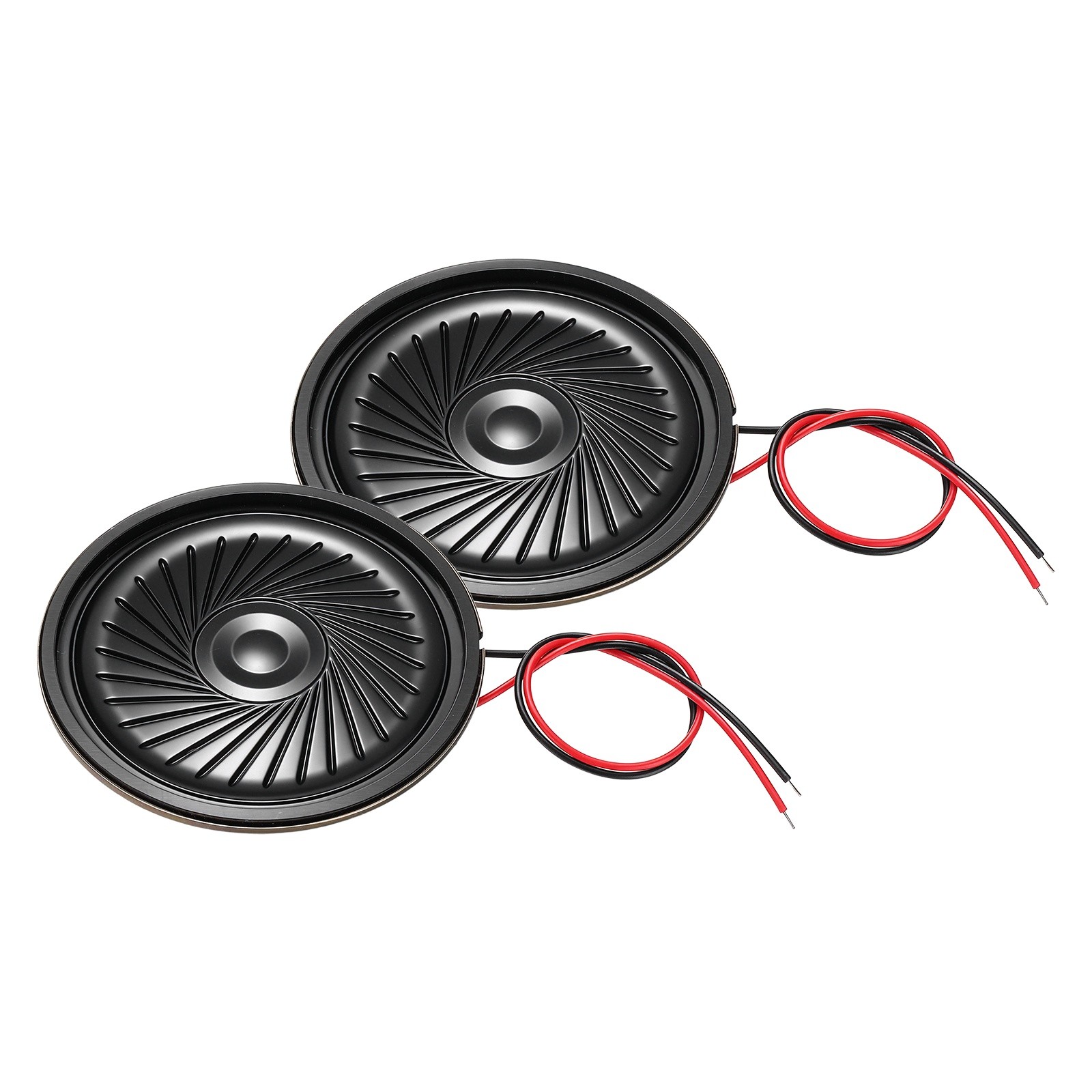 2 Pcs 0.5W 8 Ohm Small Speakers Metal Round Speaker with Wires, 45x5mm Black