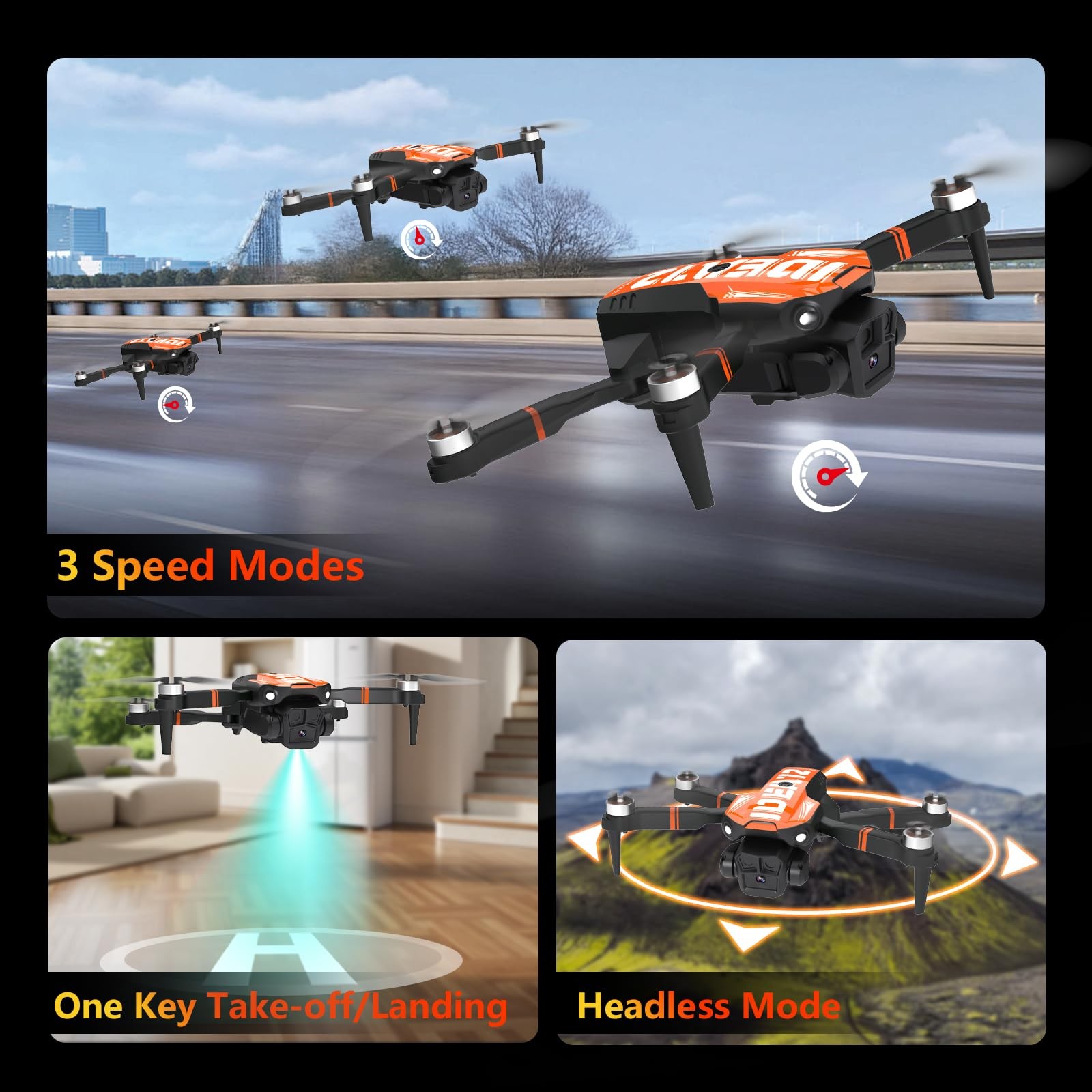 LE-IDEA GPS Drone with Camera for Adults, IDEA12GPS Orange