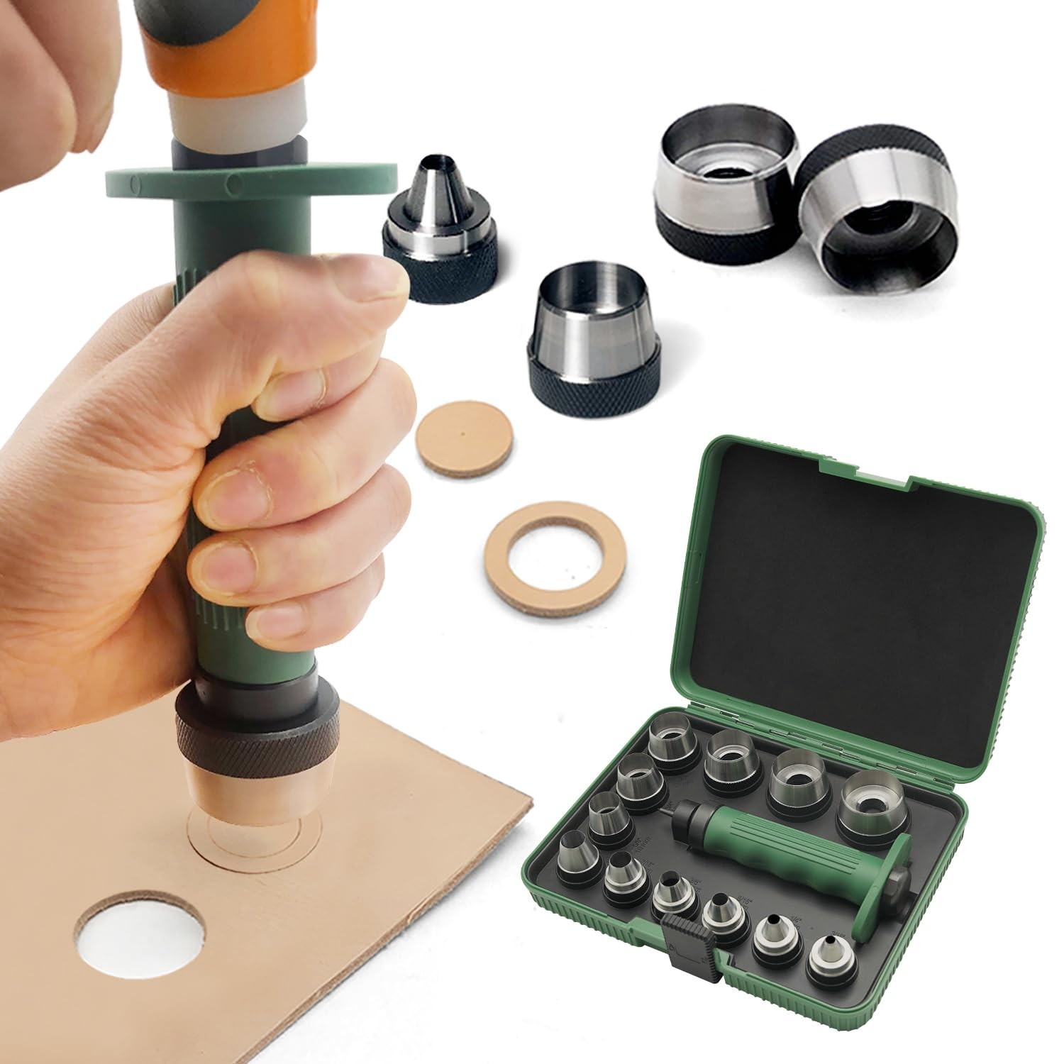 12 in 1 Gasket Punch Set with Sharp Leather Hole Punches, Hollow Punch Set fo...