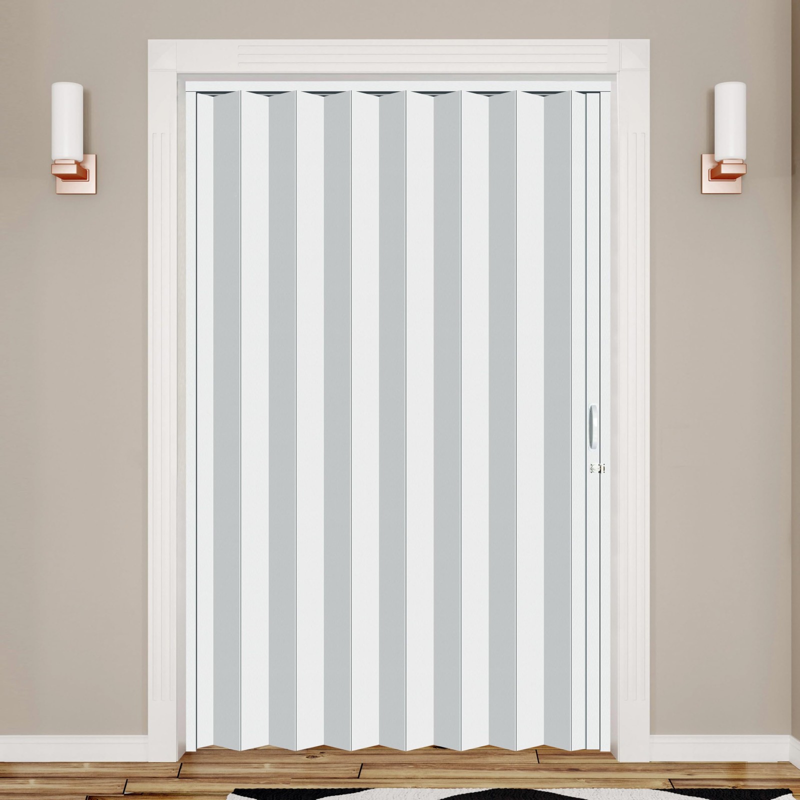 DIYHD 60X80in Interior Accordion Door,White Double Layer PVC Folding Door for...