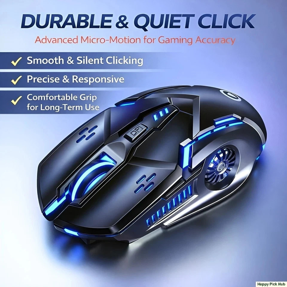 Wireless Gaming Mouse Silent RGB Rechargeable LED Optical USB Mouse