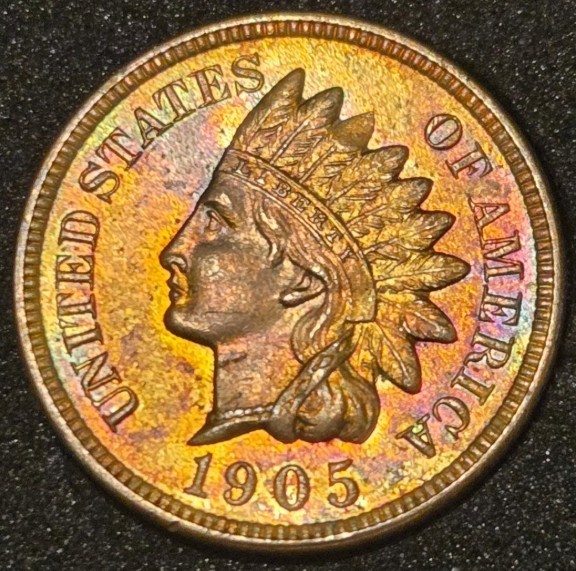 1905 Indian Head Cent - Very Pretty Coin FLASHY & COLORFUL (FREE SHIPPING)