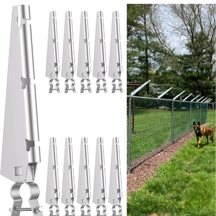 10 Pack Galvanized Steel Chain Link Fence Brackets for Barbed Wire Top Rail