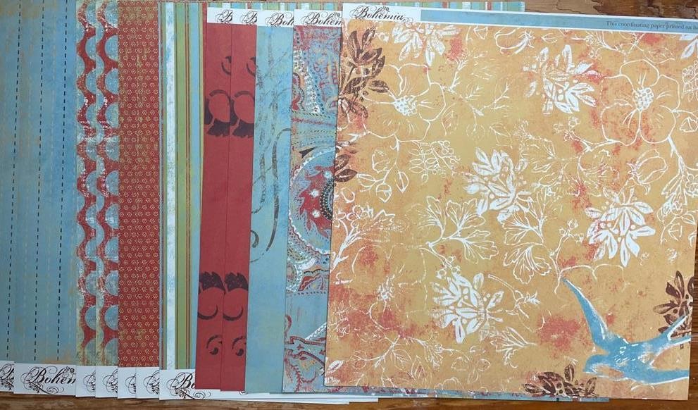 12x12" MME "BOHEMIA" Heavy weight Scrapbook Paper 12 SHEETS BAREFOOT COLLECTION