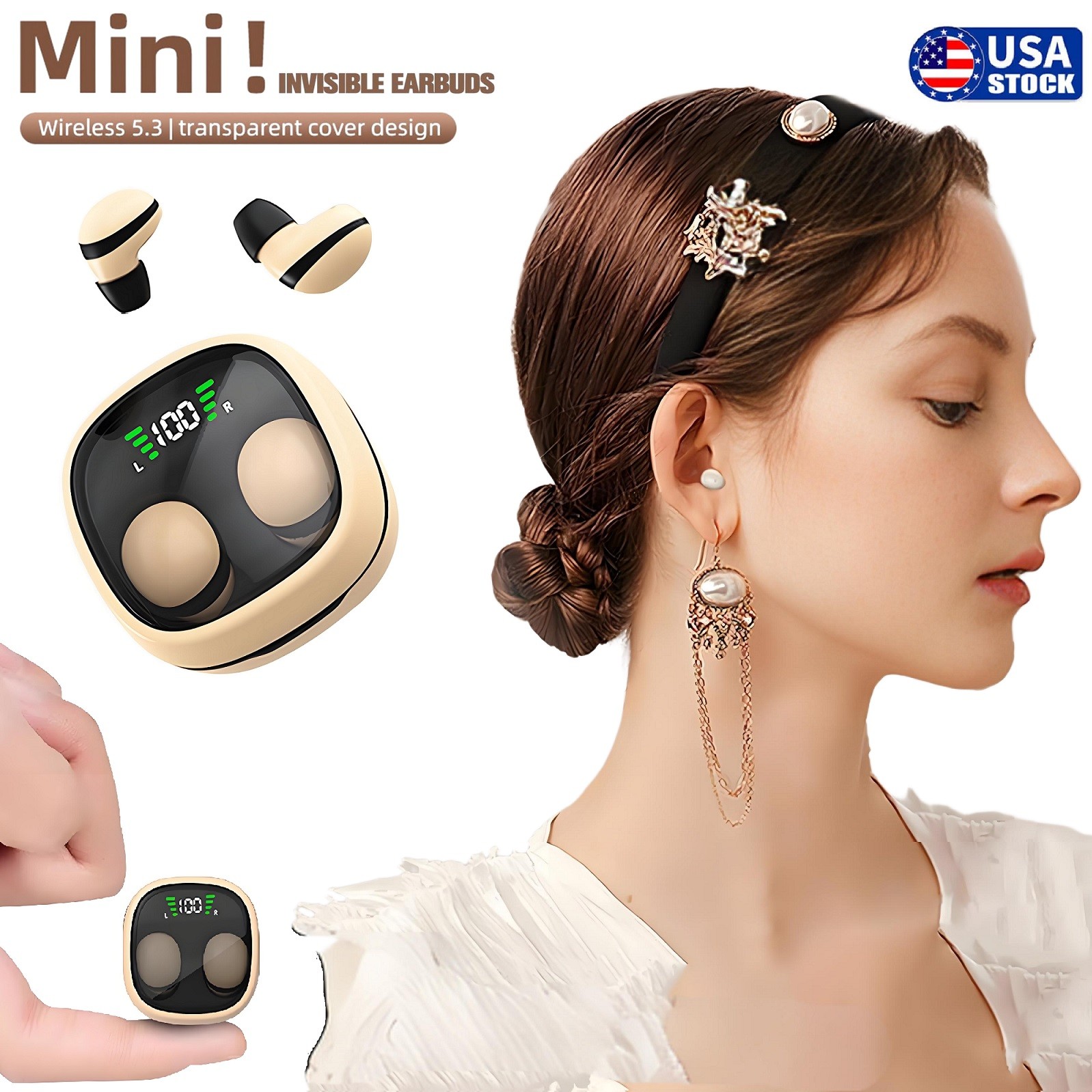 Ultra Small Hidden Earphones Wireless Smallest Invisible Earbuds For Sleep USA