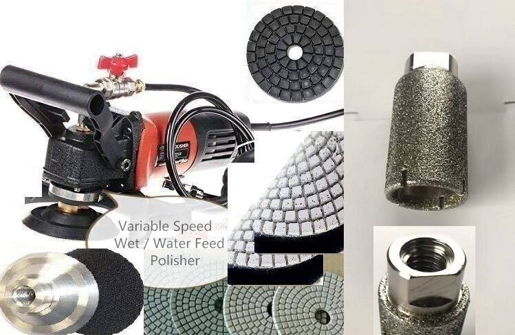 Wet Polisher 1" core bit zero tolerance grinding drum marble granite polish pad