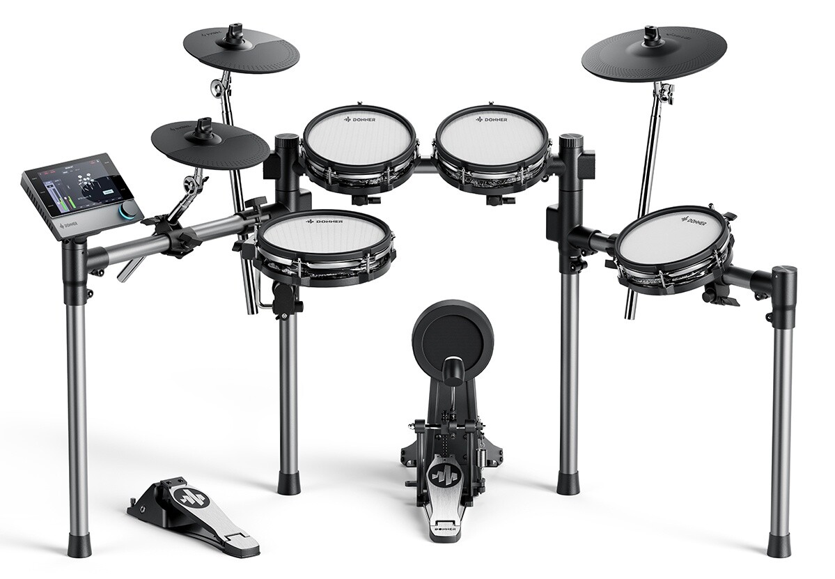 Donner Beat Bluetooth Electric Drum Kit Touch Screen Module 12" Cymbals w/Choke