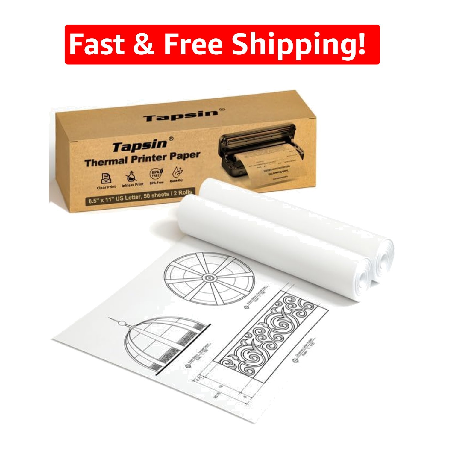 Smooth Finish Thermal Printer Paper 8.5x11 - Compatible with Popular Printers