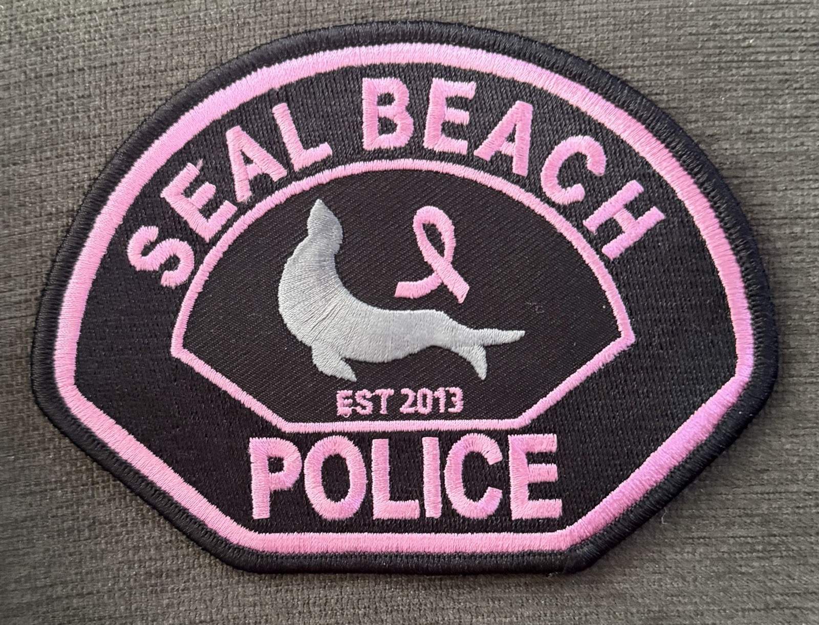 California Pink (Cancer Awareness) Patch.  Seal Beach Police Dept.