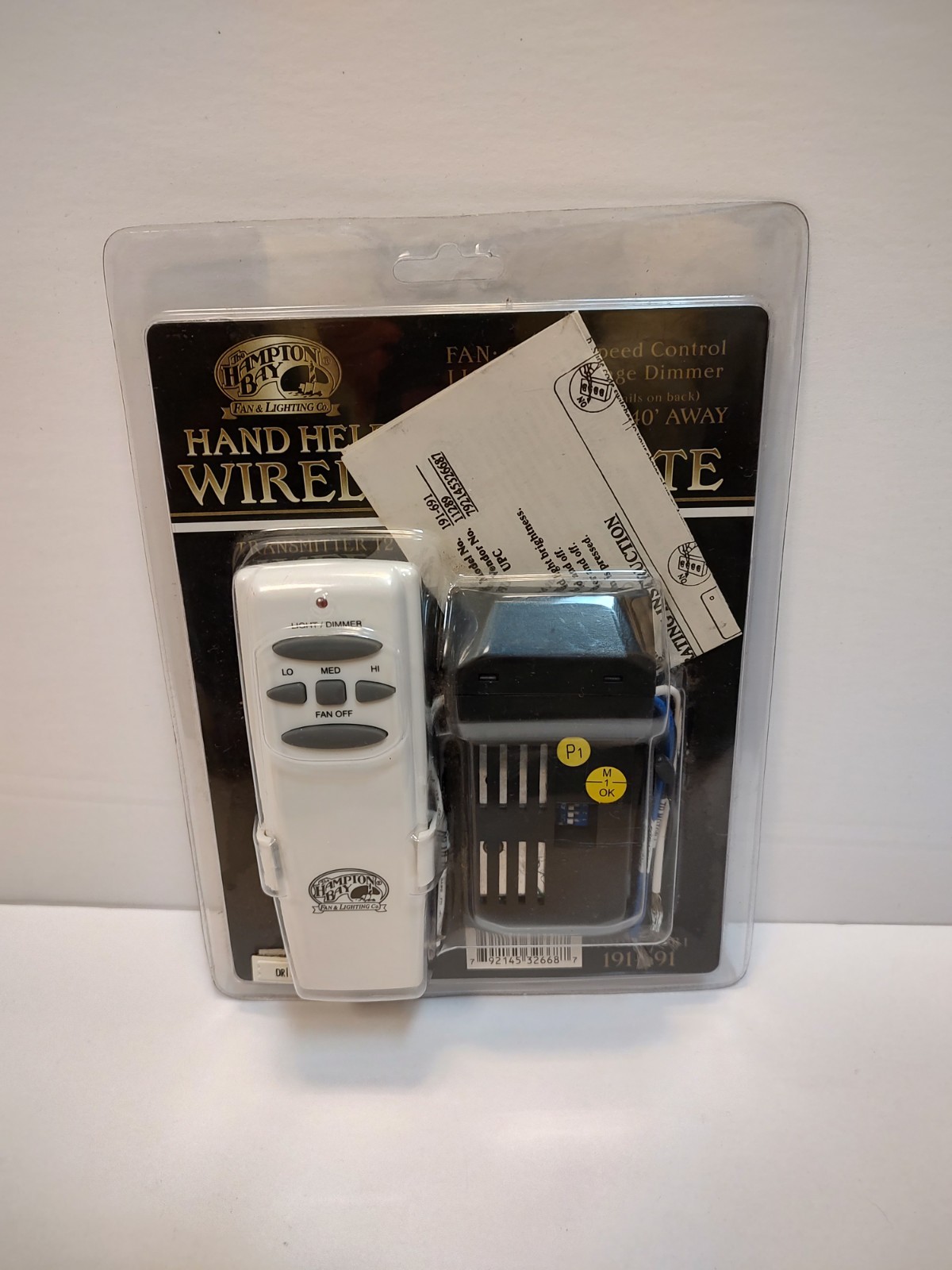 Hampton Bay Ceiling Fan Remote 191-692