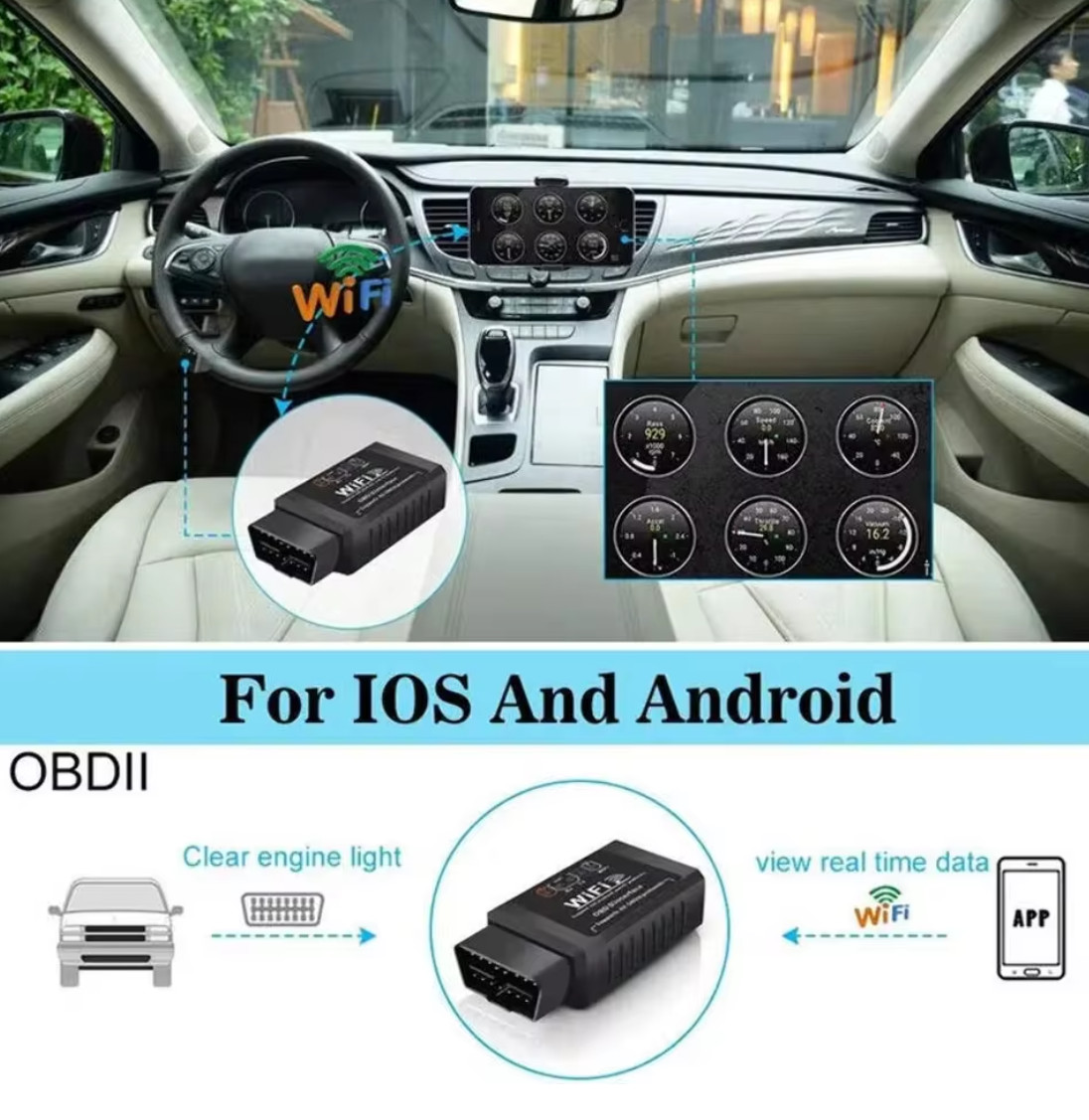 WIFI ELM327 V1.5 OBD2 Scanner Car Diagnostic Code Reader Tool for iOS Android