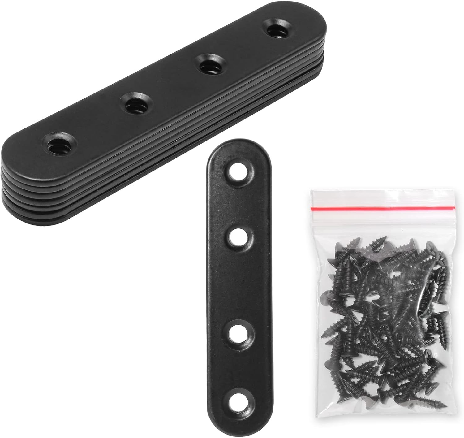 8 Sets 4 Inch Stainless Steel Flat Plate Straight 4"-100mm, Black