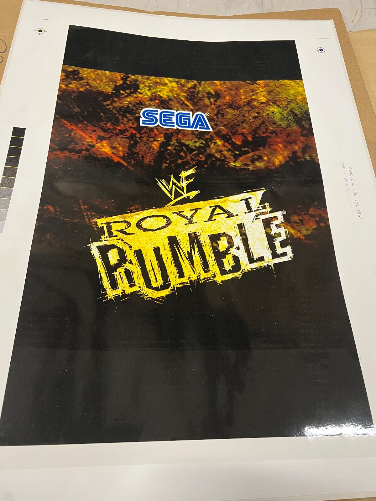 NOS Sega WWF Royal Rumble decal for front door area of cabinet