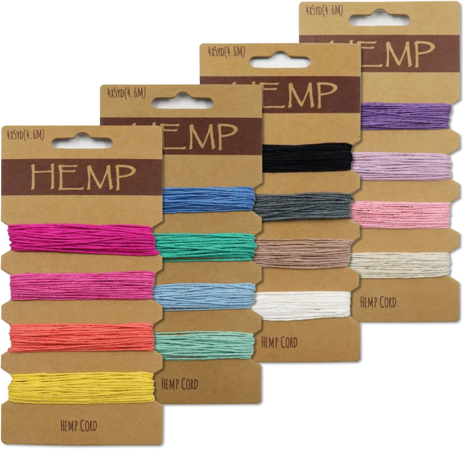 16 Colors 80 Yards 1Mm Waxed Hemp Cord String | 4 Cards Flax String Colored, Wax