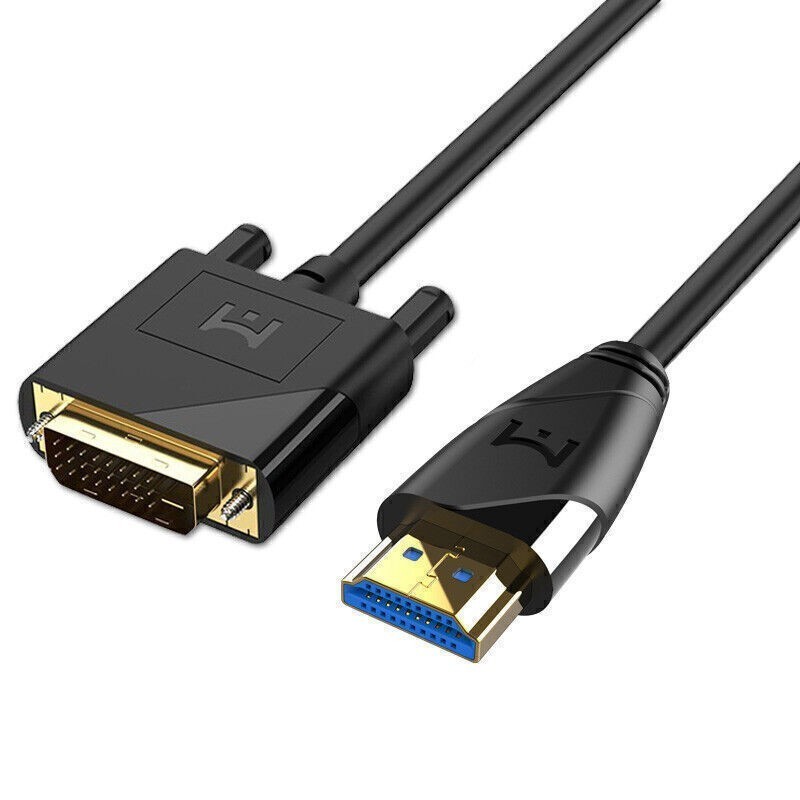 DVI-D Male to HDMI Male Cable Gold 24+1 HDTV PC 5ft/1.5m Monitor Display Adapter