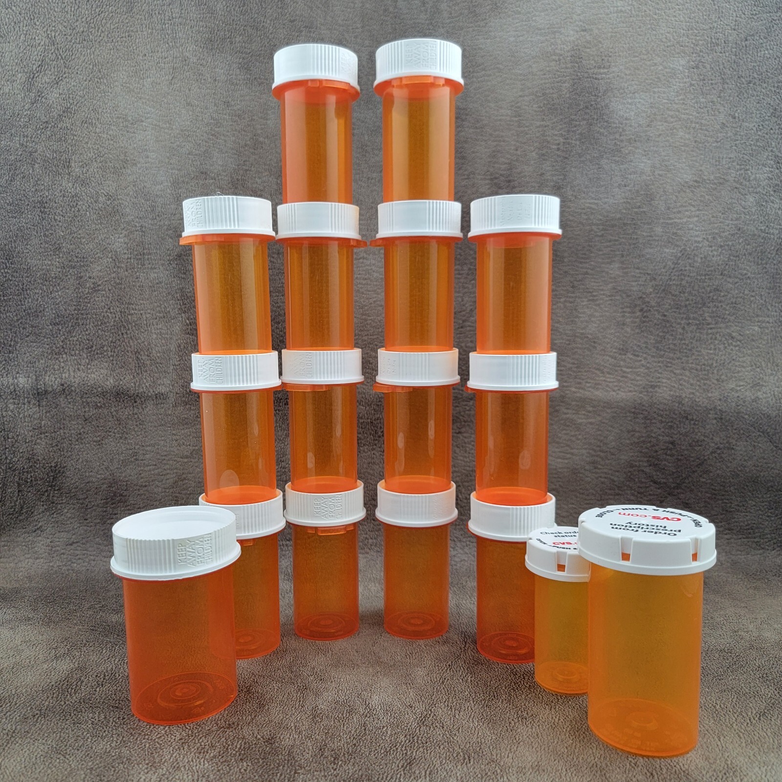 17 EMPTY Amber Plastic Bottles Pill Medicine Art Crafts Storage Recycle Reuse