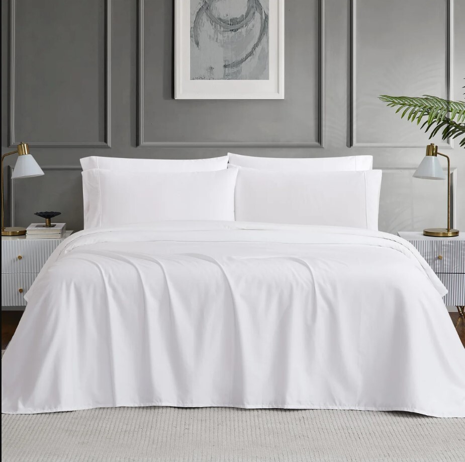 Hotel Signature Egyptian Cotton 400 TC 6-Piece Sheet Set, White, Queen