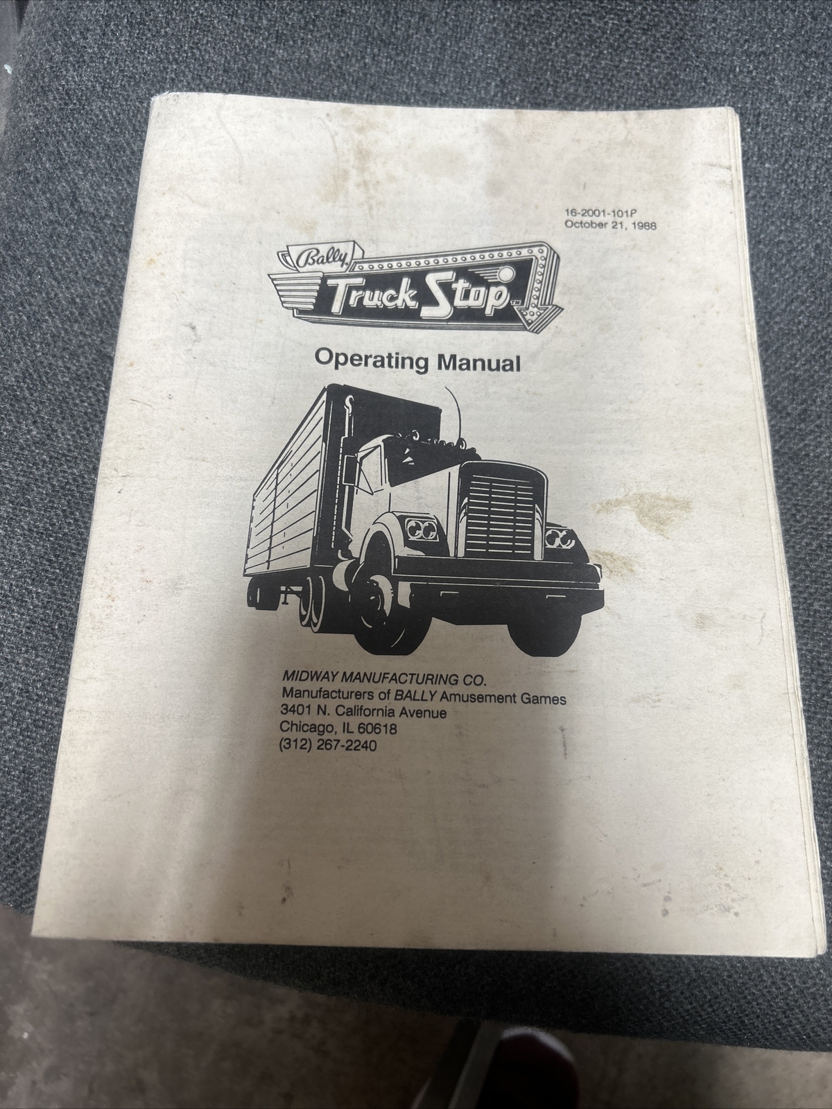 Bally TRUCK STOP Operating Pinball Machine Manual - good used original