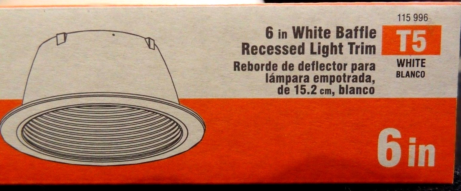 6" Commercial Electric Recessed Light Trim T5 White ~ "Pack of 2" or "Pack of 6"