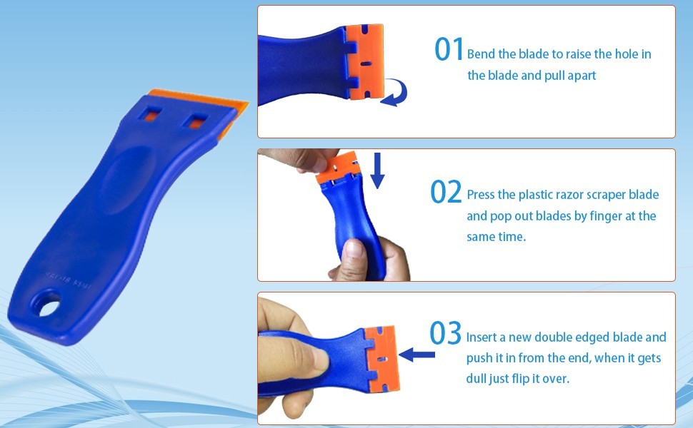 Plastic Razor Blade Scraper Tool, 6 Pcs Razor Scraper with 60 Pcs Plastic Blades