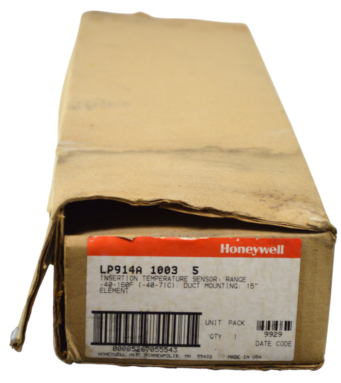 Honeywell LP914A 1003 5 Insertion Temperature Sensor Duct Mounting 15" Element