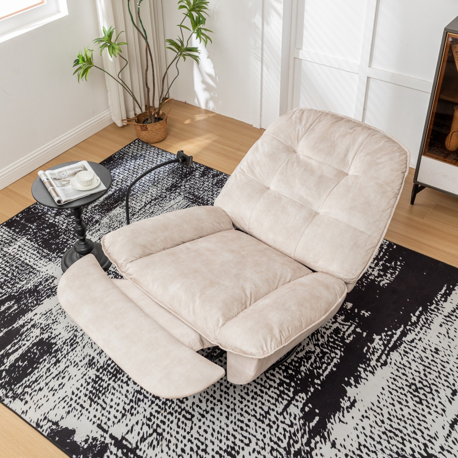 Recliner Chair with Swivel & Glide Velvet Upholstered Lounge Rocker w/ Footrest