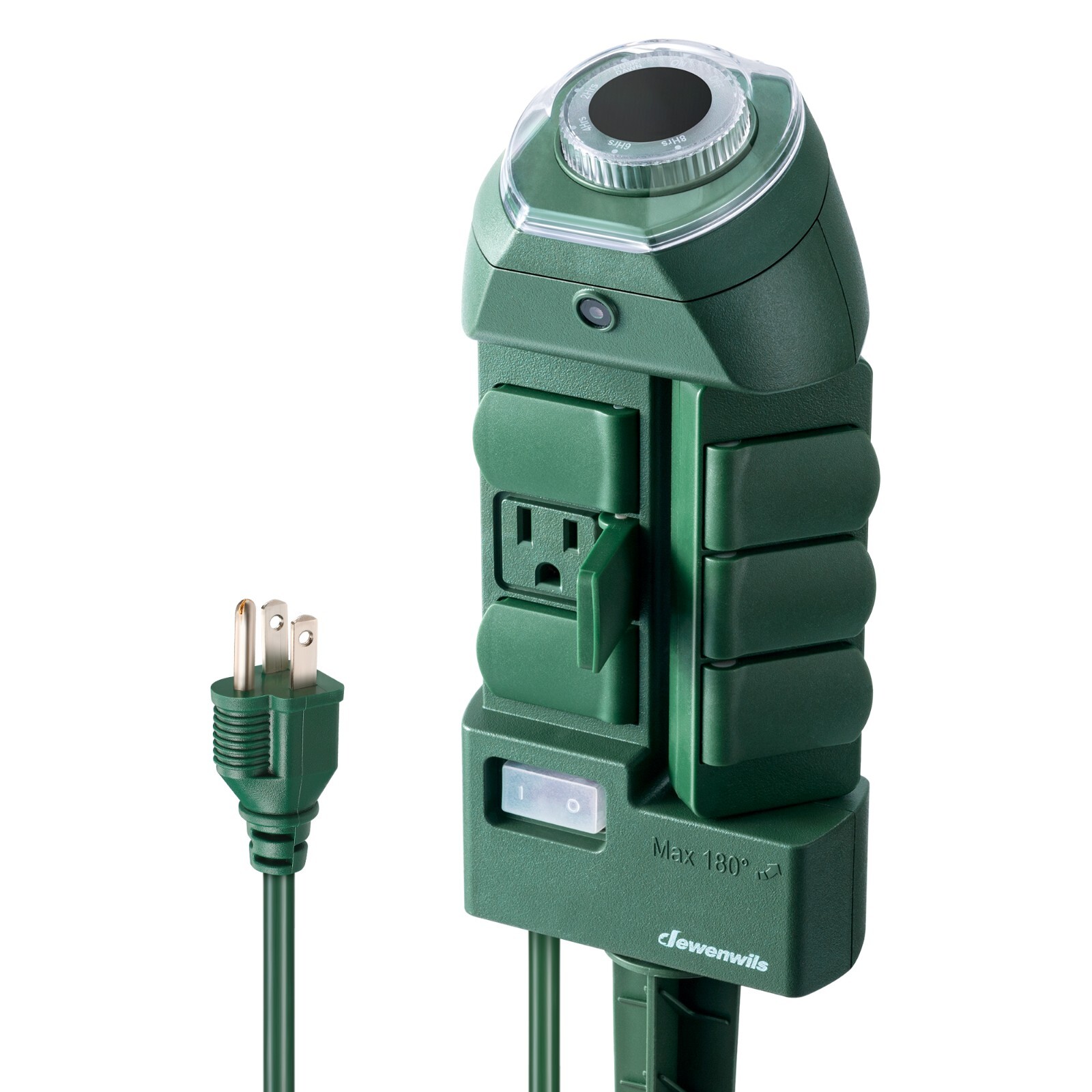 DEWENWILS Outdoor Power Strip Timer, Yard Stake Timer Dusk to Daw 6 Outlets 10ft