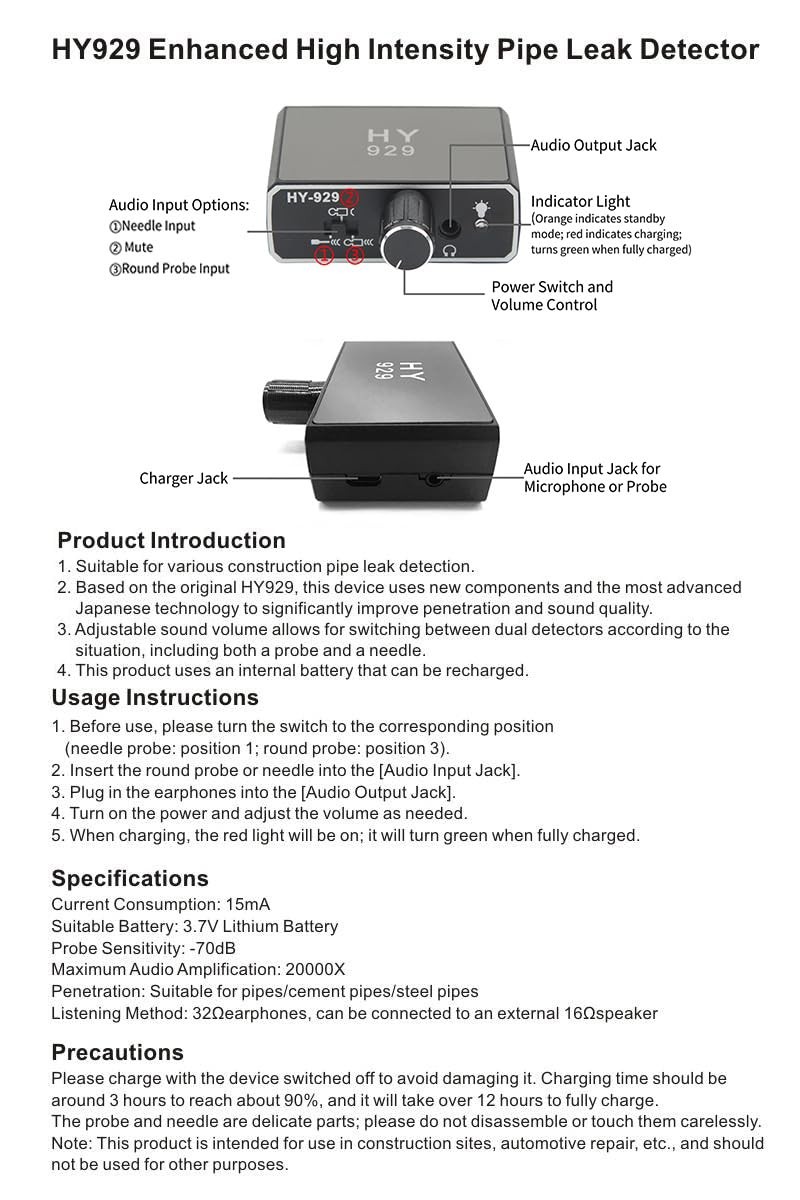 Water Leakage Detection, Underground Leak Detector, High US Plug 110V