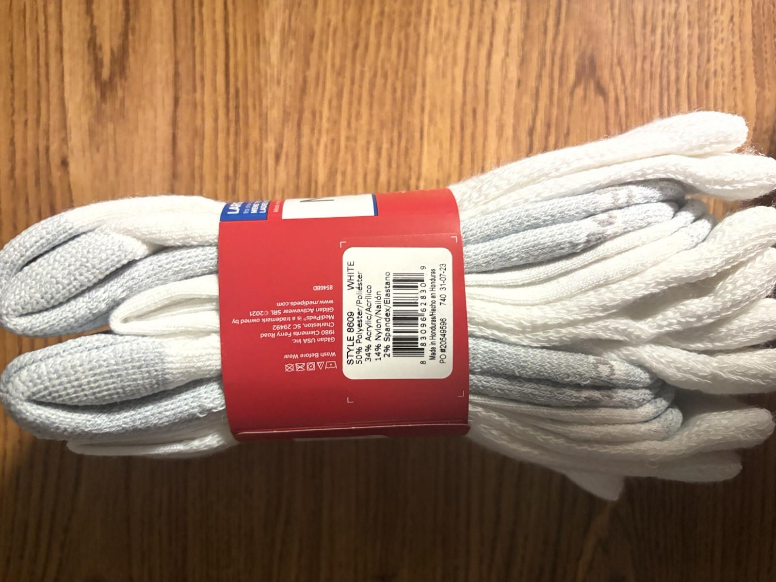 Medi Peds Large Non-Binding Crew Socks! White 8 Pairs