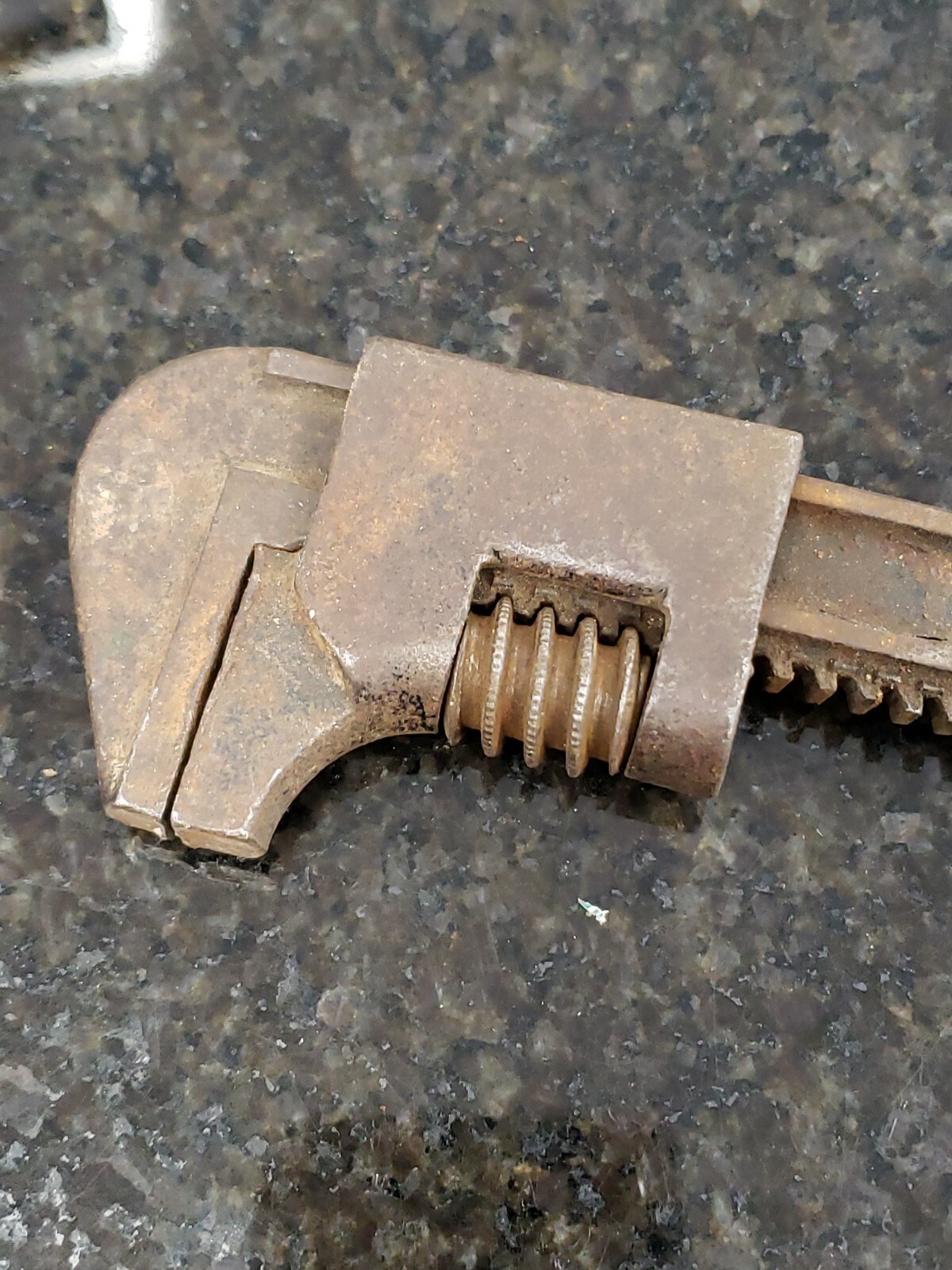 vintage pipe wrench opens to 2.5"