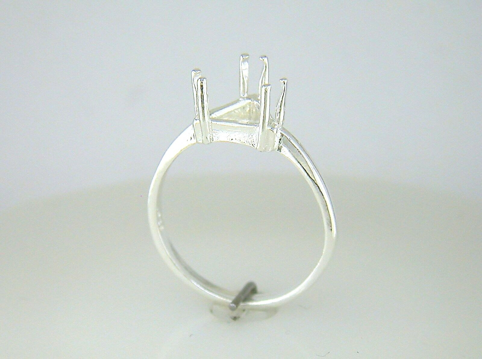 6 Prong Trillion Solitaire Ring Setting Sterling Silver