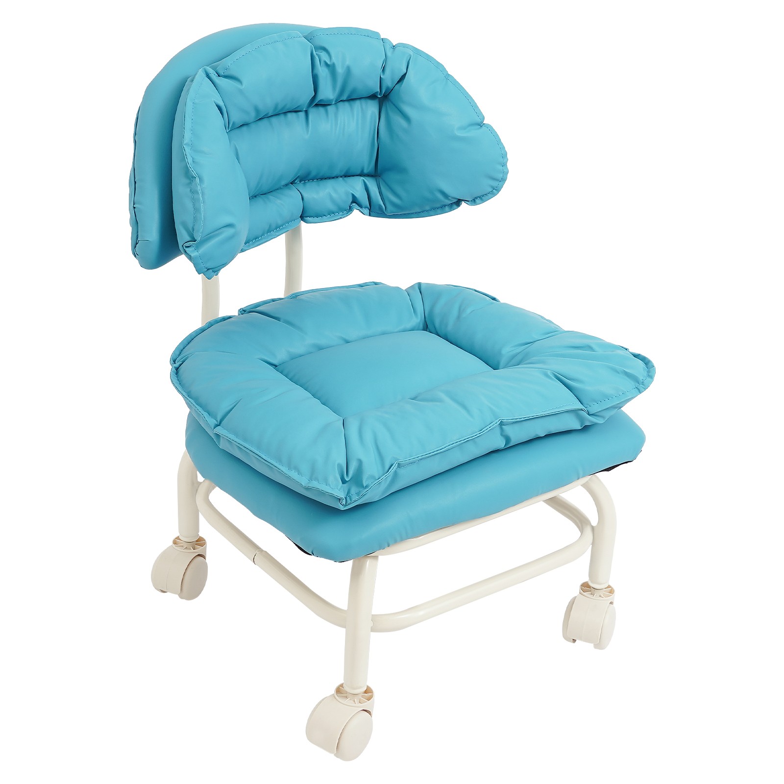 Rolling Stool with Back Rest Heavy Duty Rolling Stool Roller Chair 32x33x55cm
