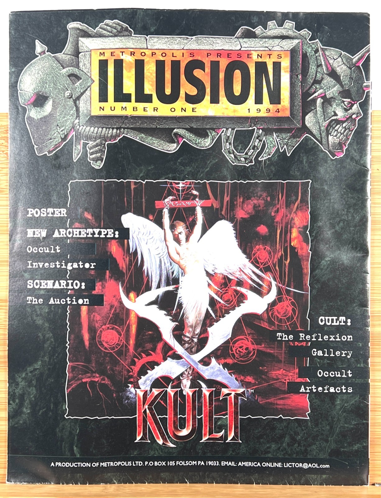 Vtg 1994 Metropolis Kult RPG Newsletter & Poster Horror Fantasy Angels Demons