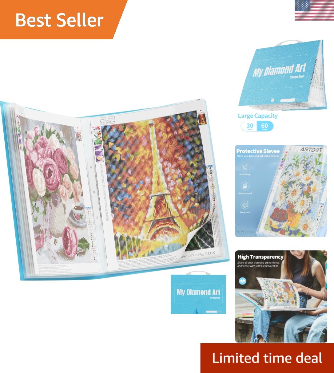 Diamond Art Portfolio Folder - 30 Sleeves for Organizing Your Masterpieces