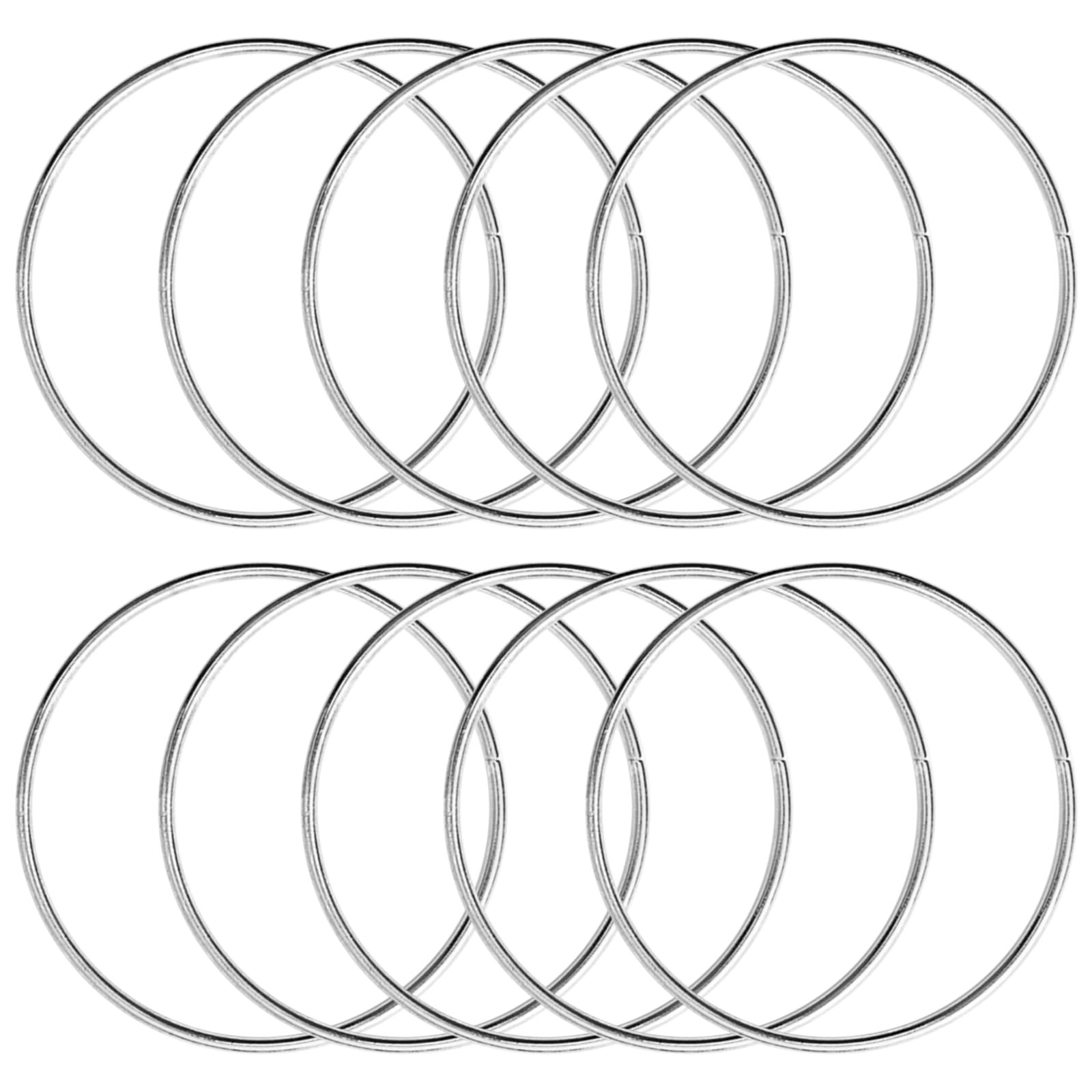 10 Pcs 8 Inch Metal Rings for Craft Silver Hoops Floral Macrame Hoops Rings f...