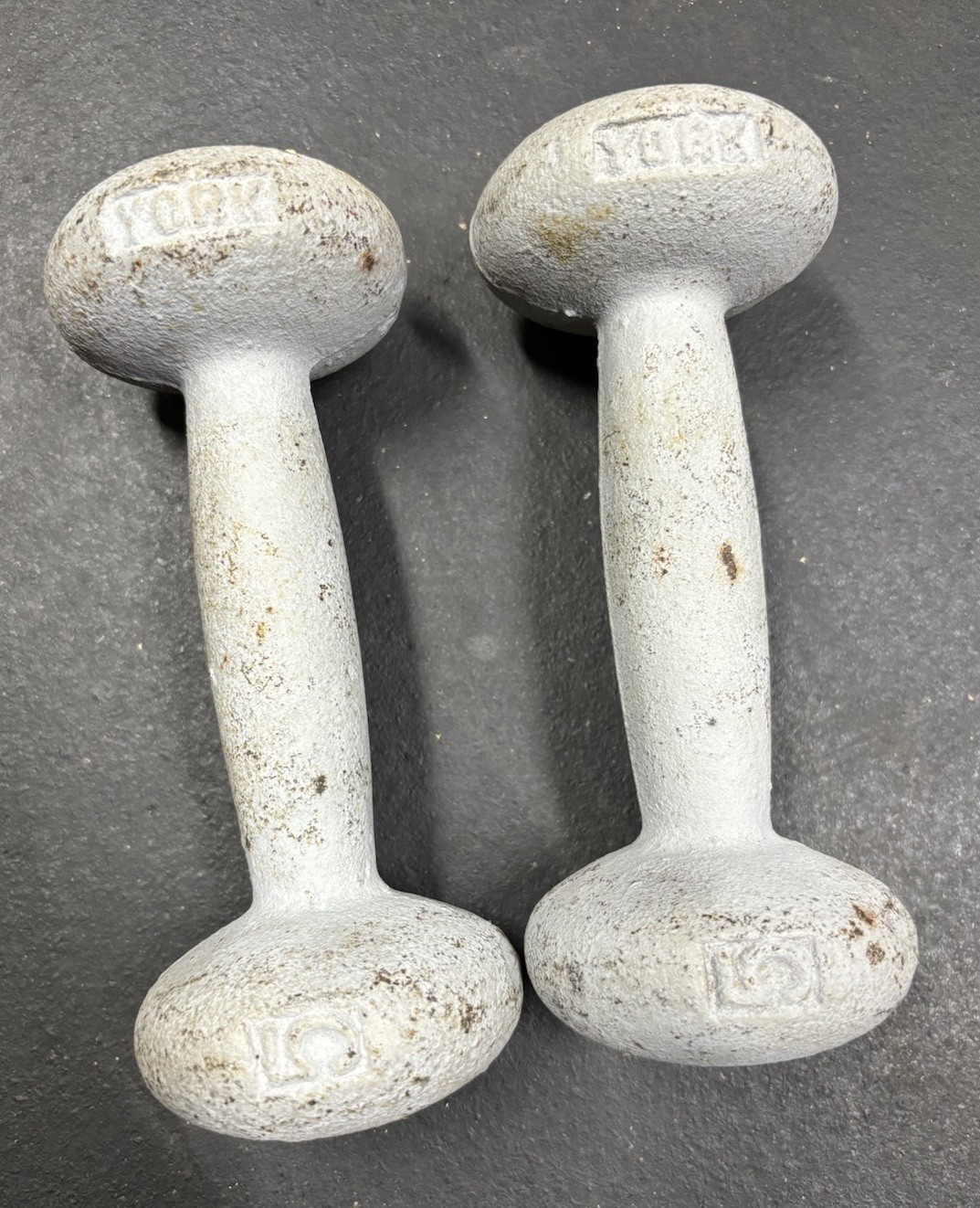 Vintage York Barbell 5 lb  Bun Dumbbells Bun Style Vintage York Pair