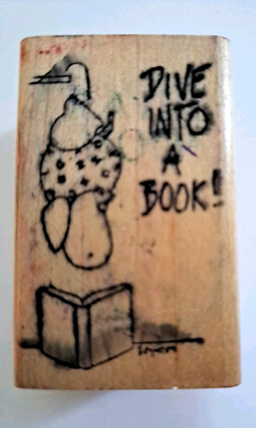 Sandra Boynton for Kidstamps DIVE INTO A BOOK Hippo Rubber Stamp - 1994