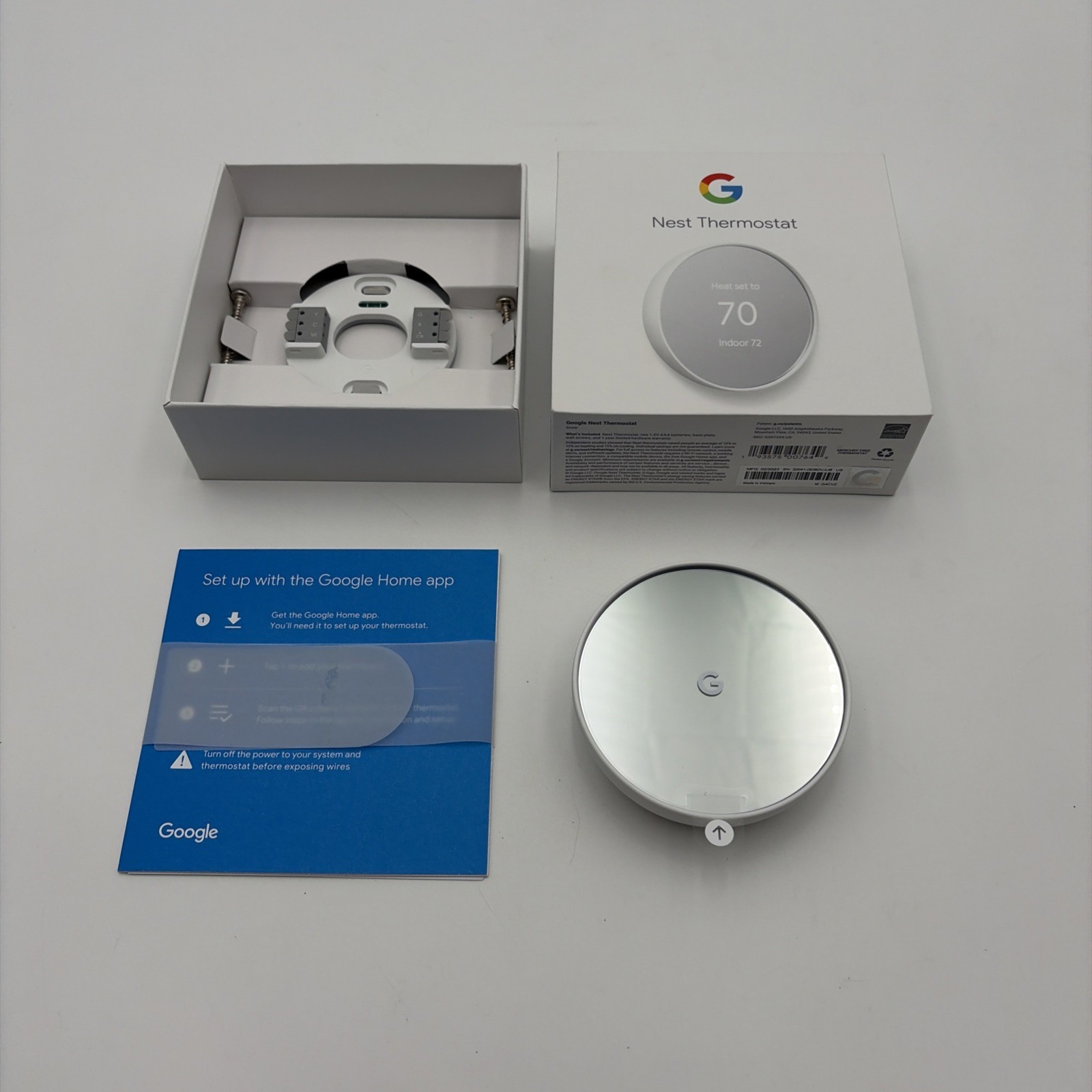 Google Nest Thermostat Wi-Fi Programmable Smart Thermostat, White (GA01334-US)