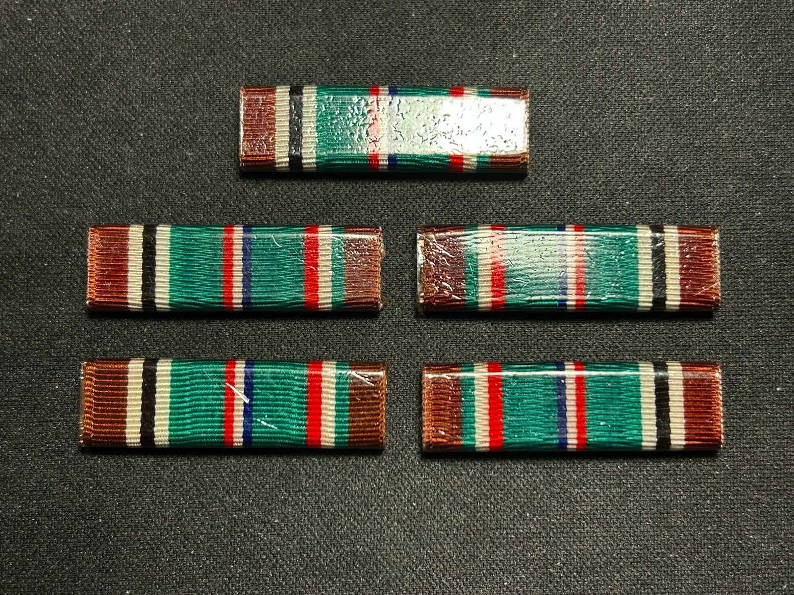 Lot Of 5 WW2 Wolf Brown 3/8 Inch European African Campaign Ribbon Bars