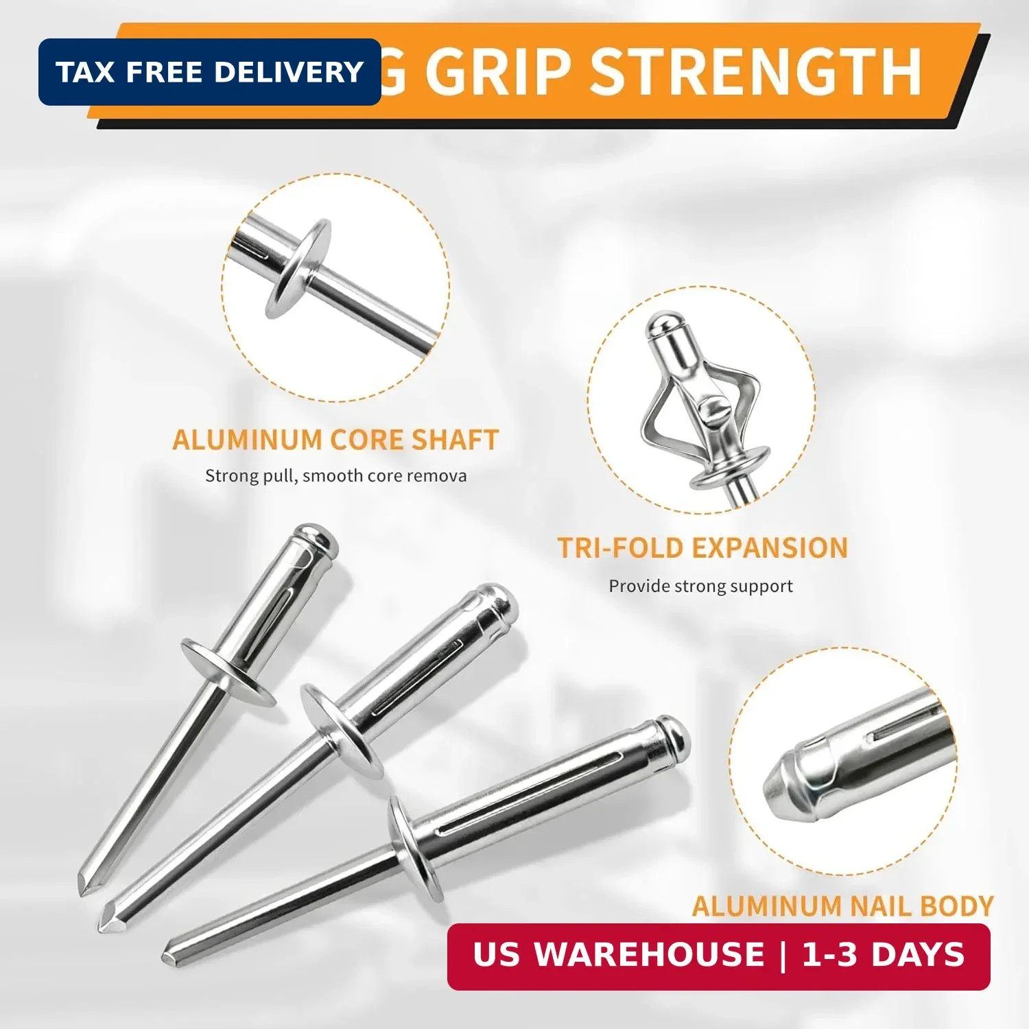 1/4/" x 5/8" Tri-Fold Rivets Assortment - 40Pcs,Silver Tri-fold Exploding Pop Ri
