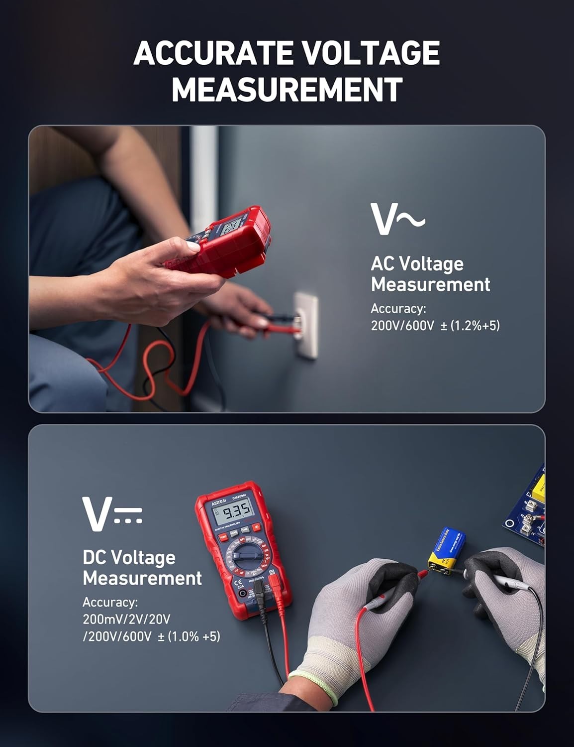 AstroAI Digital Multimeter Voltage Tester, TRMS 2000 Counts Volt Meter; Fast