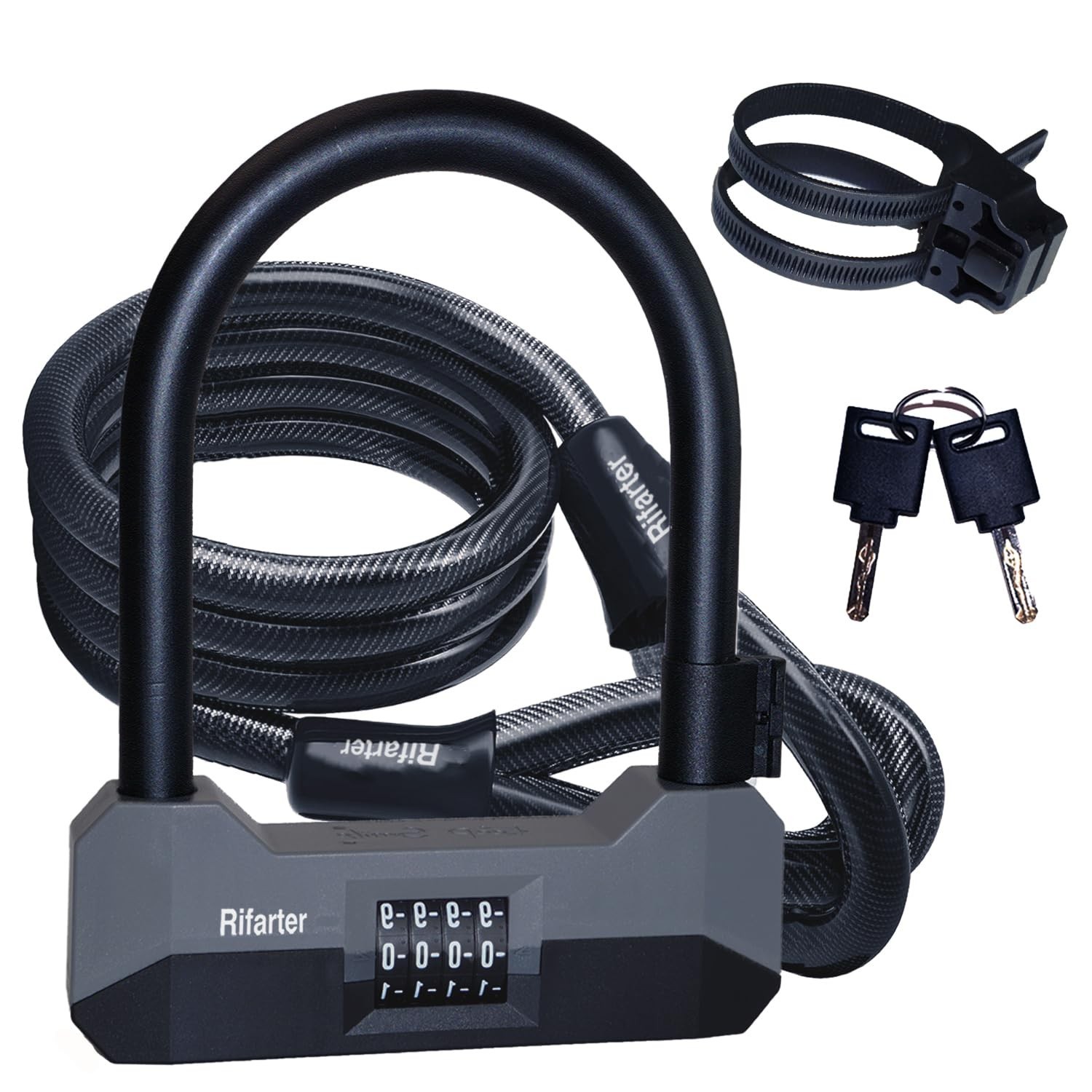 Bike Locks Heavy Duty Anti Theft, 18mm Bike Lock U Lock Combination with 5Ft ...
