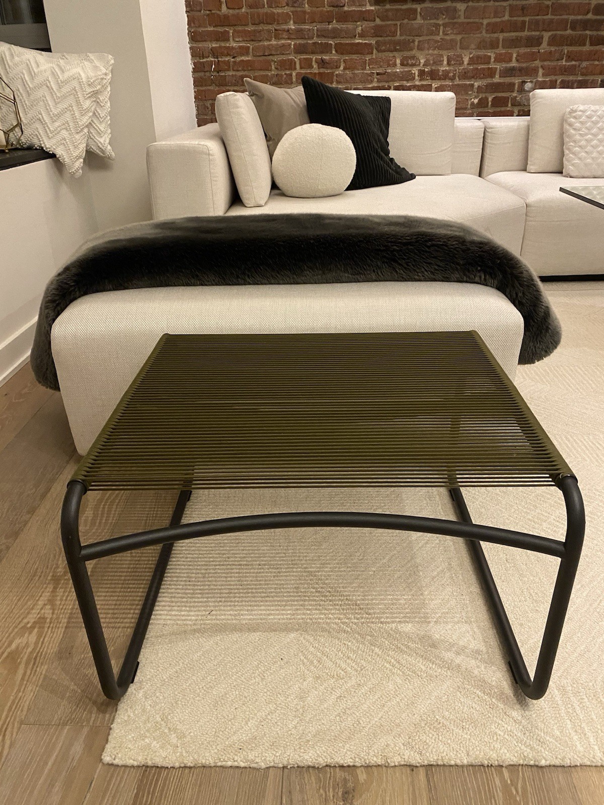 BRAND NEW Roda Italian Harp Ottoman (Indoor or Outdoor). Retail Price is $1,015