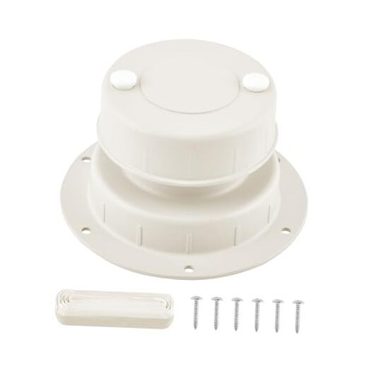 RV Plumbing Vent Cap, Aluminum Camper Sewer Roof Top Cover Replacement White