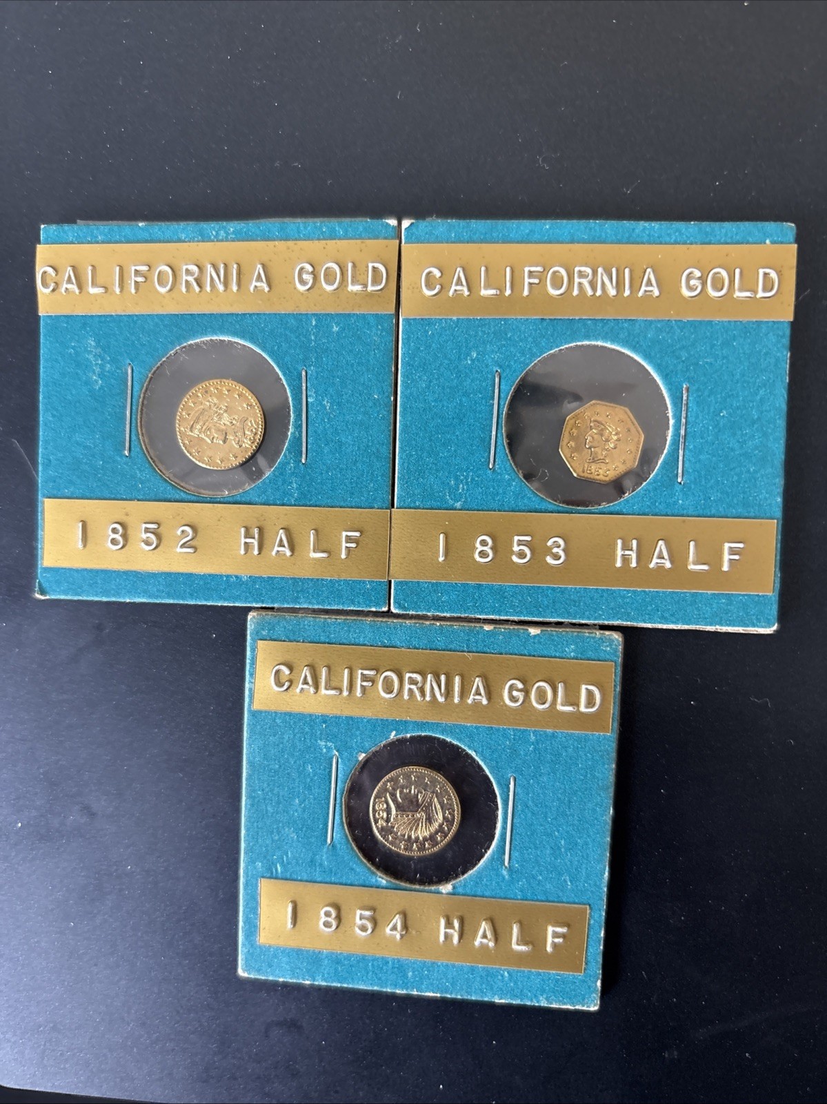 Lot of 3:   1852- 1853- 1854-California Gold 1/2 Half ---all Sealed
