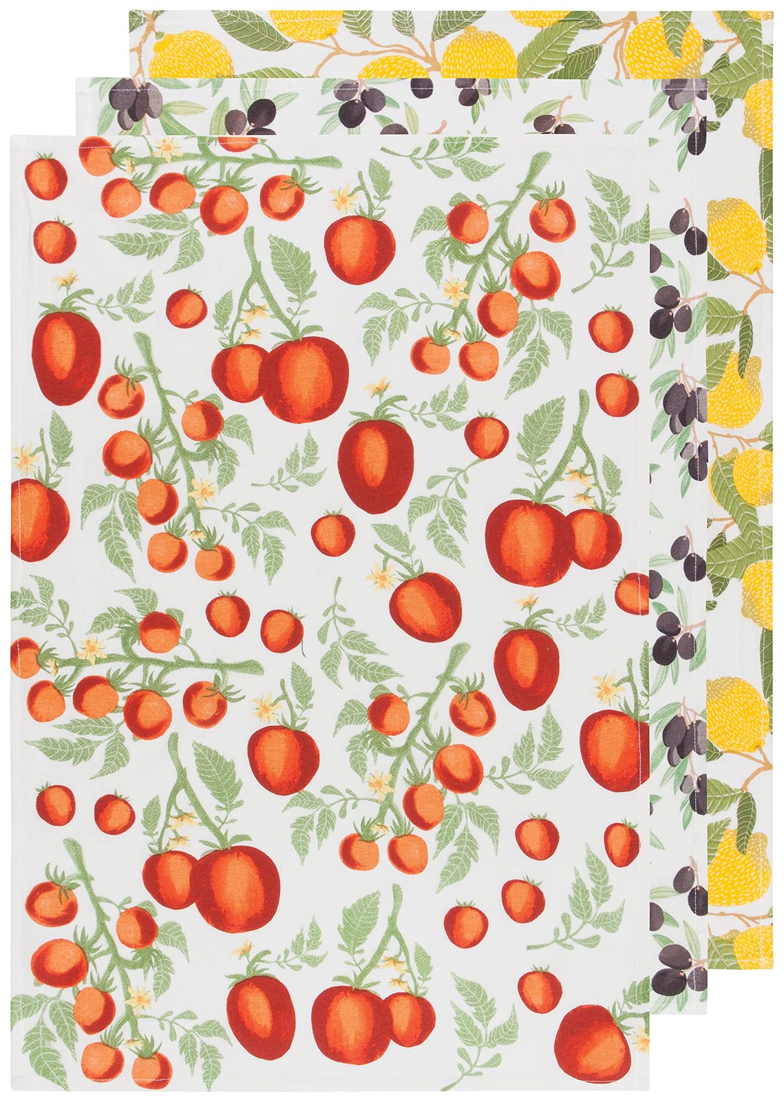 Mediterranean Cotton Floursack Kitchen Dish Towels 20 x 30in, Set of 3