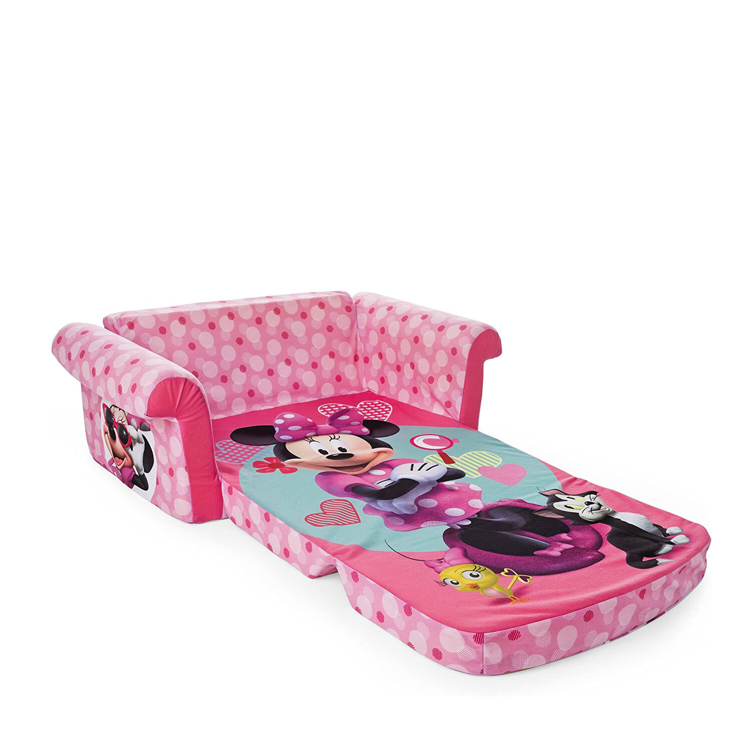 Marshmallow Furniture Kids Flip Open Sofa Furniture Couch, Minnie Mouse (Used)